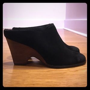 Kelsi Dagger - Black Suede Stacked Heel Clogs